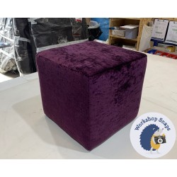Dalby Cube Footstool 36 x 36cm (14 x 14") Crushed Velvet Aubergine 4872