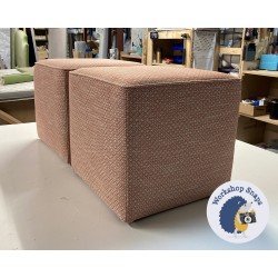 Bespoke Size 40x40cm Dalby Footstool - COM GP & J Baker Morley Tomato - Top Edge Piped 9133