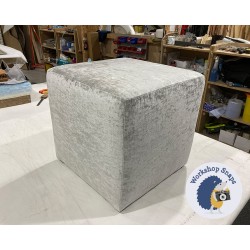 Dalby Cube Footstool 46 x 46cm (18 x 18") Crushed Velvet Cloud 6562