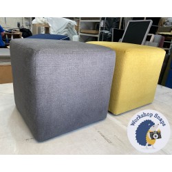 Dalby Cube Footstool 46 x 46cm (18 x 18") House Chenille Mustard / House Chenille Ash 5194