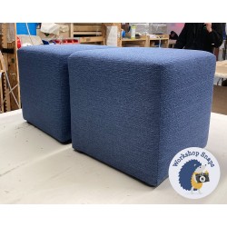 Dalby Cube Footstool 46 x 46cm (18 x 18") Textured Weave Indigo x2 9379
