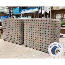 Dalby Cube Footstool 46 x 46cm (18 x 18") Wool Spot Grey x2 7351