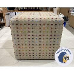 Dalby Cube Footstool 46 x 46cm (18 x 18") Wool Spot Natural