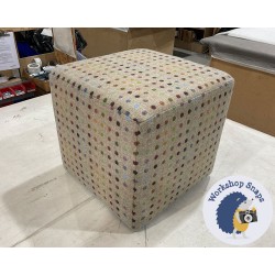 Dalby Cube Footstool 46 x 46cm (18 x 18") Wool Spot Natural
