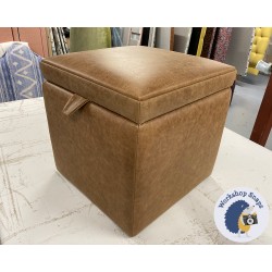 Brechfa Plain Lid Storage Ottoman 48 x 48cm (19 x 19") Antique Matt Leather Honey 236970