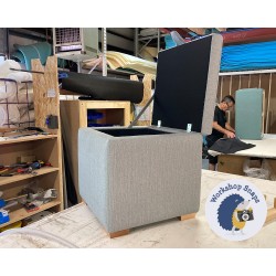 Brechfa Plain Lid Storage Ottoman 48 x 48cm (19 x 19") Textured Weave Duck Egg - 1ins Natural Square Foot 8766 2