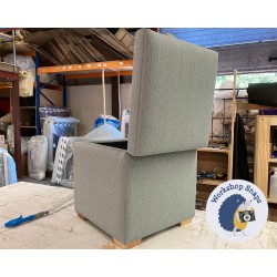 Brechfa Plain Lid Storage Ottoman 48 x 48cm (19 x 19") Textured Weave Duck Egg - 1ins Natural Square Foot 8766 2