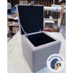 Brechfa Plain Lid Storage Ottoman 48 x 48cm (19 x 19") Textured Weave Stone 39282