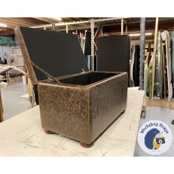 Brechfa Plain Lid Storage Ottoman 79 x 46cm (31 x 18") Antique Matt Leather Chocolate - 1.5ins Dark Bun Leg 231562