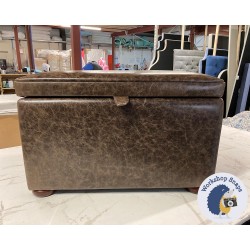 Brechfa Plain Lid Storage Ottoman 79 x 46cm (31 x 18") Antique Matt Leather Chocolate - 1.5ins Dark Bun Leg 231562