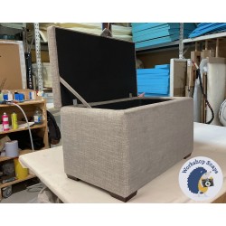 Brechfa Plain Lid Storage Ottoman 79 x 46cm (31 x 18") House Weave French Grey - 1ins Dark Square Foot 234327