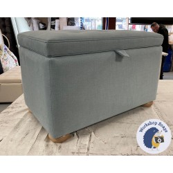 Sherwood Shallow Buttoned & Piped Lid Storage Ottoman 79 x 46cm (31 x 18") Brushed Linen Tourmaline - 1.5ins Light Bun Leg 231697