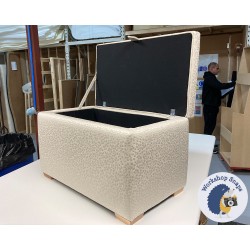 Sherwood Shallow Buttoned & Piped Lid Storage Ottoman 79 x 46cm (31 x 18") COM John Lewis Eversley Natural - Shallow Buttoned & Piped Lid - 1ins Light Square Foot - 232087