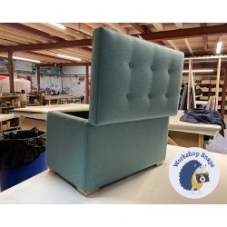 Sherwood Shallow Buttoned & Piped Lid Storage Ottoman 79 x 46cm (31 x 18") House Cotton Peacock - 1ins Natural Square Foot 8766