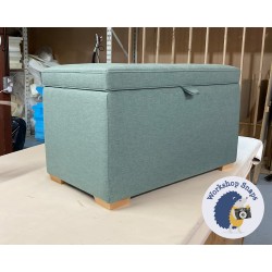 Sherwood Shallow Buttoned & Piped Lid Storage Ottoman 79 x 46cm (31 x 18") House Cotton Peacock - 1ins Natural Square Foot 8766