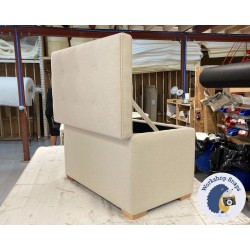 Sherwood Shallow Buttoned & Piped Lid Storage Ottoman 79 x 46cm (31 x 18") House Cotton Vanilla - 1ins Light Square Foot 236016