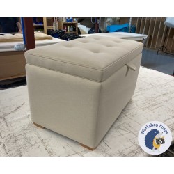 Sherwood Shallow Buttoned & Piped Lid Storage Ottoman 79 x 46cm (31 x 18") House Cotton Vanilla - 1ins Light Square Foot 236016