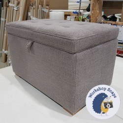 Sherwood Shallow Buttoned & Piped Lid Storage Ottoman 79 x 46cm (31 x 18") Shallow Buttoned Ottoman Basket Weave Grey - 1ins Square Foot Natural 4357