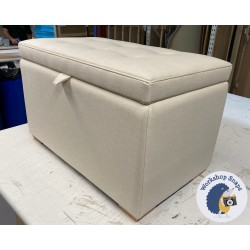 Sherwood Shallow Buttoned & Piped Lid Storage Ottoman 79 x 46cm (31 x 18") House Cotton Vanilla - 1ins Light Square Foot 236016