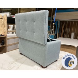 Sherwood Shallow Buttoned & Piped Lid Storage Ottoman 79 x 46cm (31 x 18") Textured Weave Duck Egg - 1.5ins Dark Bun Leg 226677