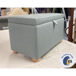 Sherwood Shallow Buttoned & Piped Lid Storage Ottoman 79 x 46cm (31 x 18") Textured Weave Duck Egg - 1.5ins Light Bun Foot 232023