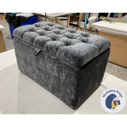 Dean Deep Buttoned Lid Storage Ottoman 79 x 46cm (31 x 18") Crushed Velvet Steel - 1ins Dark Square 226602 Dean Deep Buttoned Lid Storage Ottoman 79 x 46cm (31 x 18") Crushed Velvet Steel - 1ins Dark Square 226602