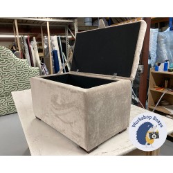 Dean Deep Buttoned Lid Storage Ottoman 79 x 46cm (31 x 18") House Velvet Mushroom - 1ins Square Mahogany Foot 8007 Dean Deep Buttoned Lid Storage Ottoman 79 x 46cm (31 x 18") House Velvet Mushroom - 1ins Square Mahogany Foot 8007