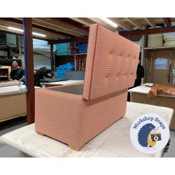 Sherwood Shallow Buttoned & Piped Lid Ottoman 102 x 48cm (40 x 19") Diamond Weave Burnt Orange - Contrast Piped & Buttoned in Soft Weave Orange - 1ins Light Square 9001