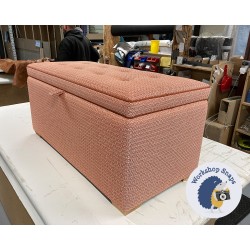 Sherwood Shallow Buttoned & Piped Lid Ottoman 102 x 48cm (40 x 19") Diamond Weave Burnt Orange - Contrast Piped & Buttoned in Soft Weave Orange - 1ins Light Square 9001