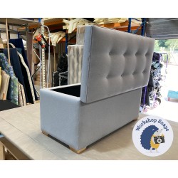 Sherwood Shallow Buttoned & Piped Lid Ottoman 102 x 48cm (40 x 19") Faux Wool French Grey - 1" Square Natural Foot 5270