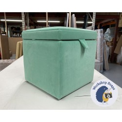 Brechfa Plain Lid Storage Ottoman 48 x 48cm (19 x 19") COM Linwood Omega Velvet Mint Green 9458