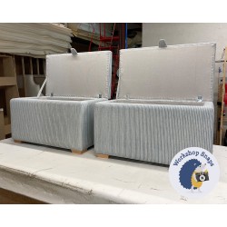 Brechfa Plain Lid Storage Ottoman 79 x 46cm (31 x 18") Fermoie Poulton Stripe 259 x2 - 2.5cm Square Foot Natural 9504