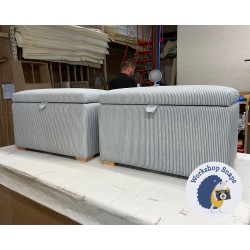 Brechfa Plain Lid Storage Ottoman 79 x 46cm (31 x 18") Fermoie Poulton Stripe 259 x2 - 2.5cm Square Foot Natural 9504