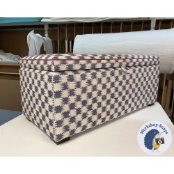 Brechfa Plain Lid Storage Ottoman 119 x 53cm (47 x 21") COM Titley & Marr Chequers Indigo - Piping in JBrown Coastal Raspberry - 1ins Dark Square Feet 237619 Brechfa Plain Lid Storage Ottoman 119 x 53cm (47 x 21") COM Titley & Marr Chequers Indigo - Piping in JBrown Coastal Raspberry - 1ins Dark Square Feet 237619