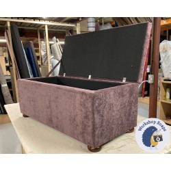 Brechfa Plain Lid Storage Ottoman 119 x 53cm (47 x 21") House Velvet Aubergine - 1.5ins Dark Bun Foot 232505 Brechfa Plain Lid Storage Ottoman 119 x 53cm (47 x 21") House Velvet Aubergine - 1.5ins Dark Bun Foot 232505