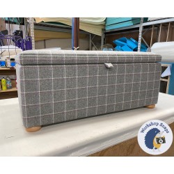 Brechfa Plain Lid Storage Ottoman 119 x 53cm (47 x 21") Wool Check Grey - 1.5ins Light Bun Feet 239315 Brechfa Plain Lid Storage Ottoman 119 x 53cm (47 x 21") Wool Check Grey - 1.5ins Light Bun Feet 239315
