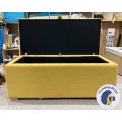 Sherwood Shallow Buttoned & Piped Lid Ottoman 119 x 53cm (47 x 21") Faux Wool Mustard - 1" Light Square 223975