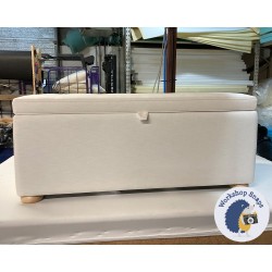 Sherwood Shallow Buttoned & Piped Lid Ottoman 119 x 53cm (47 x 21") House Cotton Pearl - 1.5ins Light Bun Foot 236773