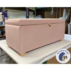 Sherwood Shallow Buttoned & Piped Lid Ottoman 119 x 53cm (47 x 21") House Weave Blush - 1.5ins Light Bun Feet 237790