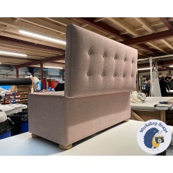 Sherwood Shallow Buttoned & Piped Lid Ottoman 119 x 53cm (47 x 21") House Weave Blush - 1.5ins Light Bun Feet 237790