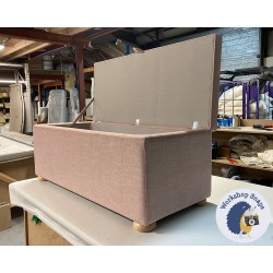 Sherwood Shallow Buttoned & Piped Lid Ottoman 119 x 53cm (47 x 21") House Weave Blush - 1.5ins Light Bun Feet 237790