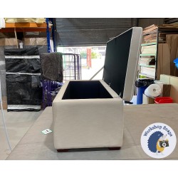 Sherwood Shallow Buttoned & Piped Lid Ottoman 119 x 53cm (47 x 21") Pure Cotton Natural - Contrast Buttons and Piping in Pure Cotton Snow - 1" Dark Square 223878 2