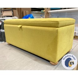 Sherwood Shallow Buttoned & Piped Lid Ottoman 119 x 53cm (47 x 21") Soft Weave Mustard - 1.5" Light Bun Foot 9224835