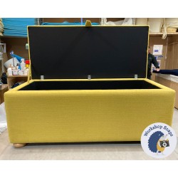 Sherwood Shallow Buttoned & Piped Lid Ottoman 119 x 53cm (47 x 21") Soft Weave Mustard - 1.5" Light Bun Foot 9224835