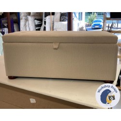 Sherwood Shallow Buttoned & Piped Lid Ottoman 119 x 53cm (47 x 21") Textured Weave Cream - 1.5ins Dark Bun Leg 231100