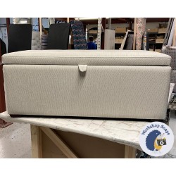 Sherwood Shallow Buttoned & Piped Lid Ottoman 119 x 53cm (47 x 21") Dobby Slate - Piped in Kerrera Ivory Braid - 2ins Dark Square Feet 230361