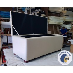 Dean Deep Buttoned Lid Storage Ottoman 119 x 53cm (47 x 21") Coastal 051 Beige - 1ins Dark Bun Feet 2185843