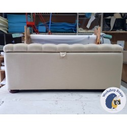 Dean Deep Buttoned Lid Storage Ottoman 119 x 53cm (47 x 21") Coastal 051 Beige - 1ins Dark Bun Feet 2185843