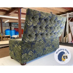 Dean Deep Buttoned Lid Storage Ottoman 119 x 53cm (47 x 21") COM Palmeral Chenille Midnight Green - 1.5ins Bun Foot Mahogany 9495