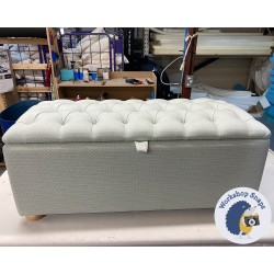 Dean Deep Buttoned Lid Storage Ottoman 119 x 53cm (47 x 21") Diamond Weave Seafoam - 1.5ins Light Bun Foot 238695